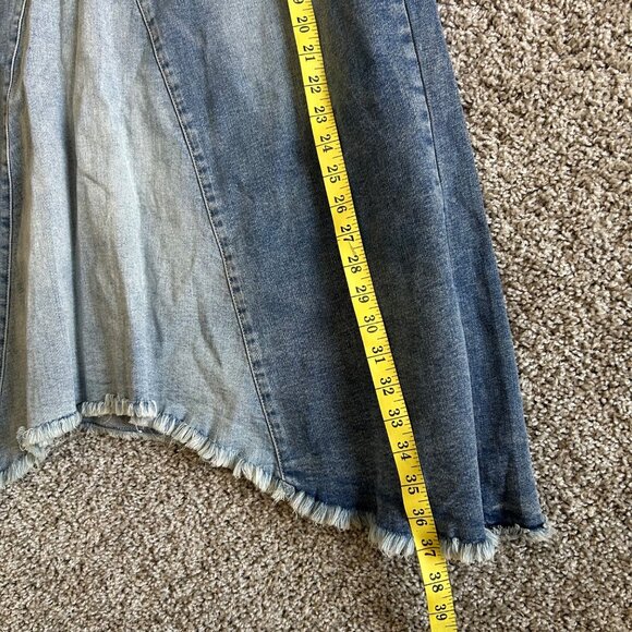 Wash Lab Womens  Size 34 Denim Maxi Skirt With Frayed Hem & Contrast Panels - Picture 8 of 11